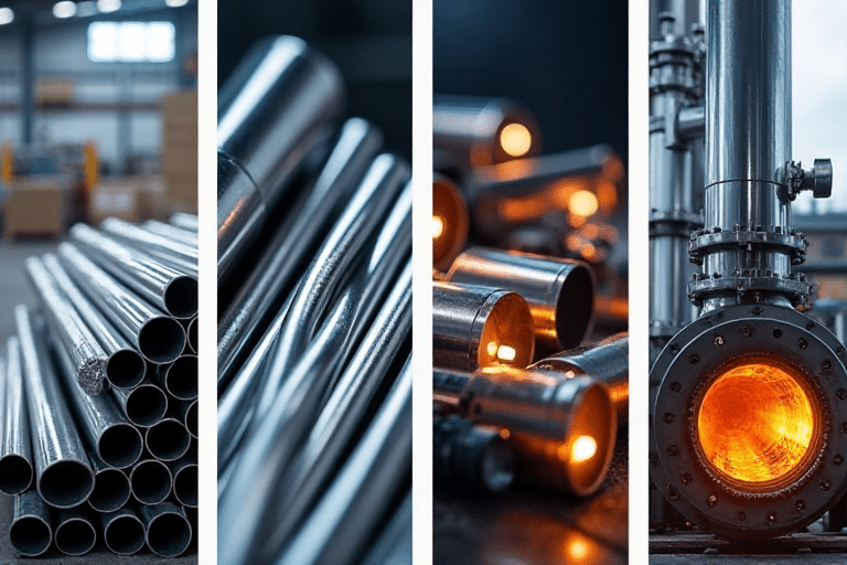 stainless steel manufacturing, pipes and industrial equipment in production
