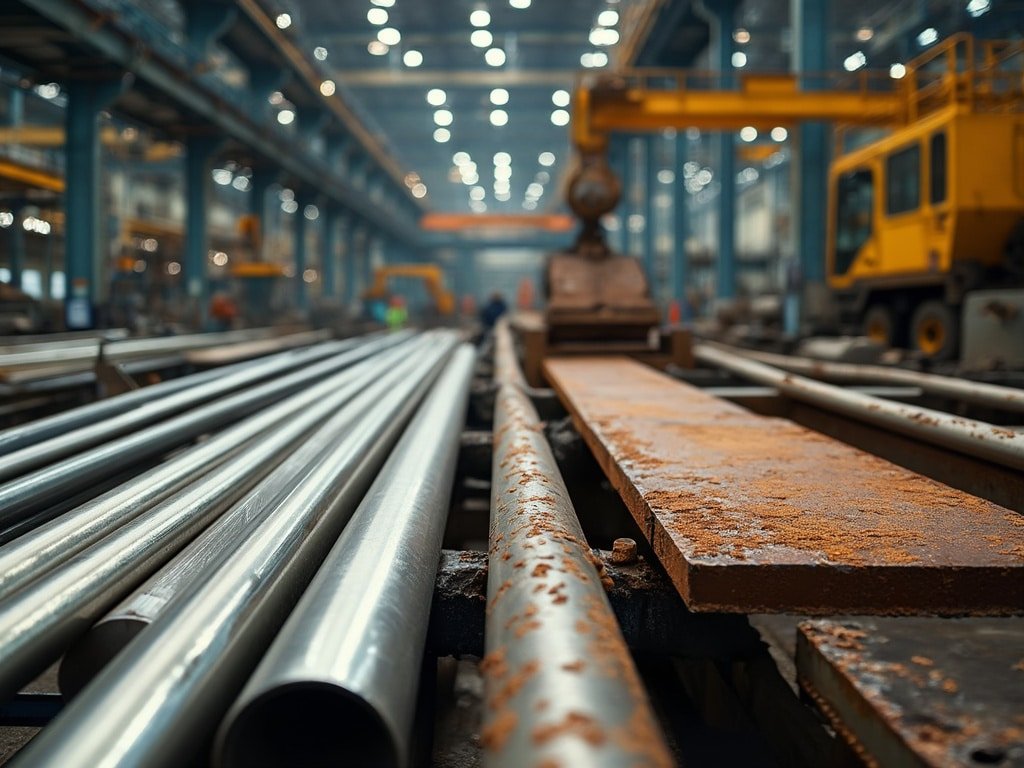 [Molten steel extrusion process with sparks flying in factory