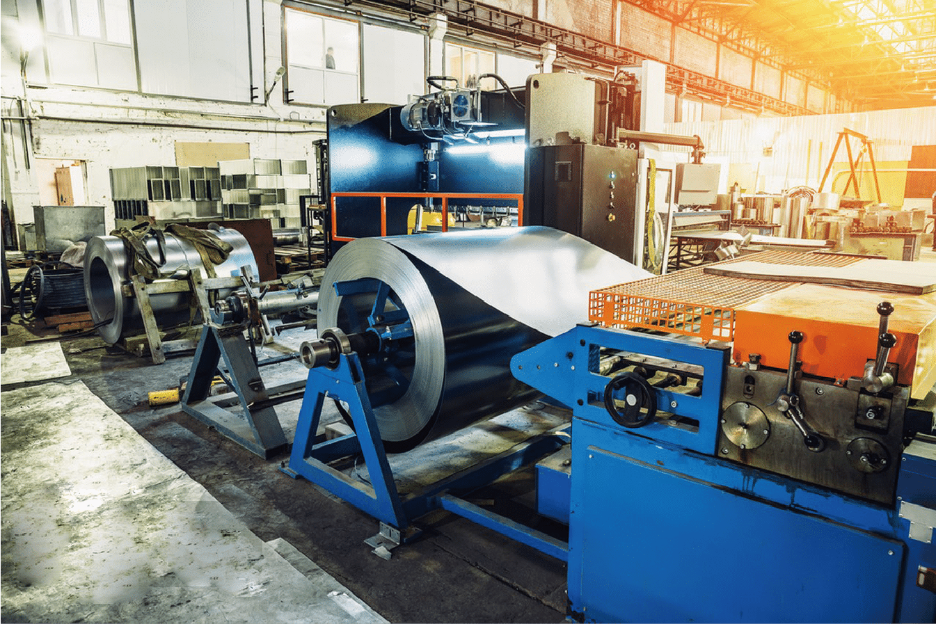 Automated stainless steel coil processing in a factory