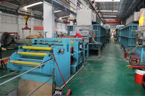 Industrial flame furnace for continuous bright annealing of stainless steel pipes at MFY